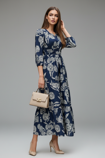 Navy blue color stylish partywear kurta for fashinova girls ceremonial wear