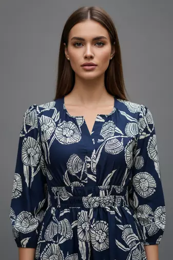 Navy blue color stylish partywear kurta for fashinova girls ceremonial wear