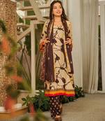 Brown color cambric cotton fabric elegant readymade suit for trendy girls