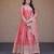 Peach color fendy silk fabric designer embroidered gown with dupatta