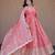 Peach color fendy silk fabric designer embroidered gown with dupatta