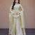 Pista color fendy silk fabric designer embroidered gown with dupatta