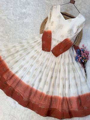 Rust color silver crunchy fabric designer embroidered gown for ethnic party looks 5
