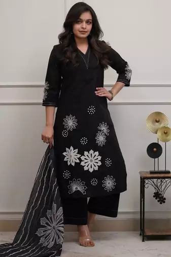 Black color rayon fabric designer ceremonial salwar suit for girlie party looks