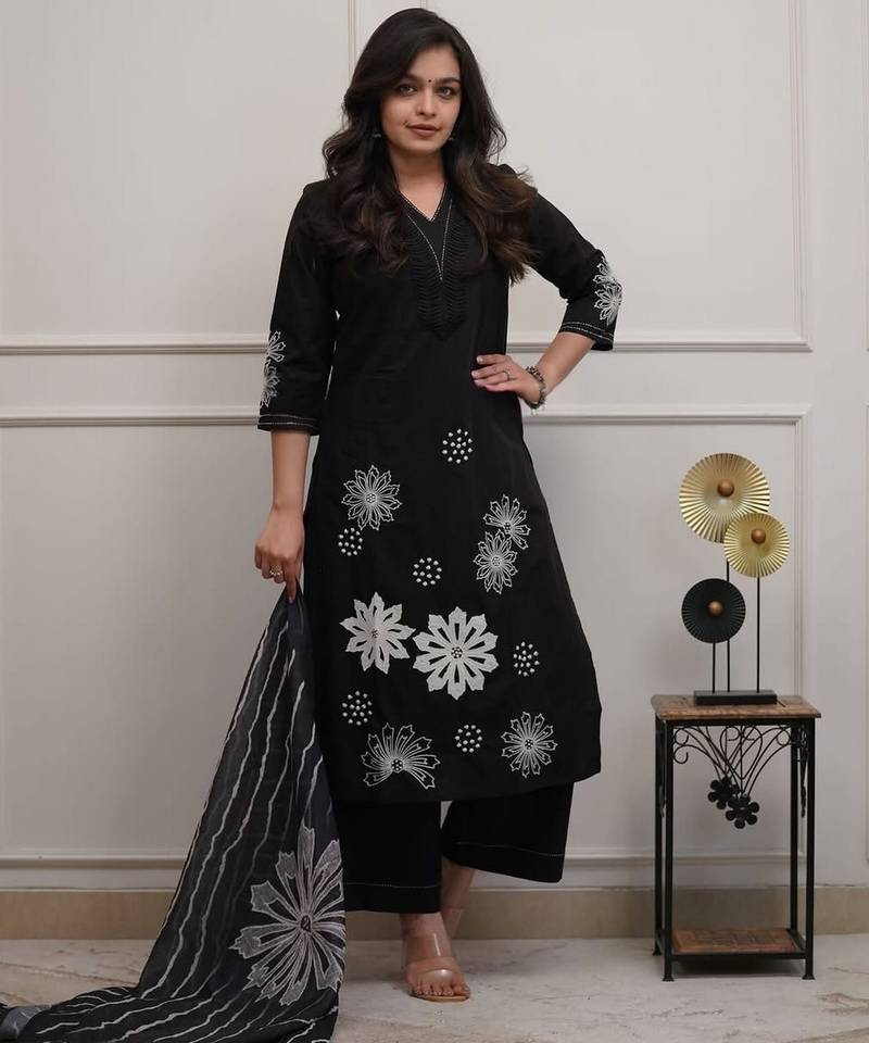 Black color rayon fabric designer ceremonial salwar suit for girlie party looks