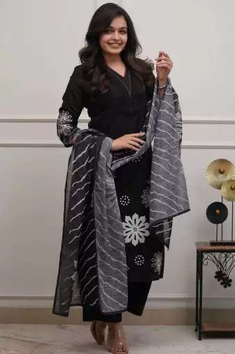 Black color rayon fabric designer ceremonial salwar suit for girlie party looks