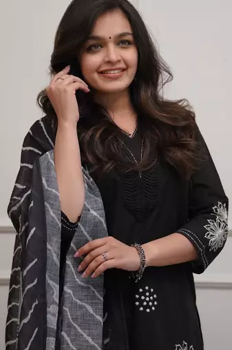 Black color rayon fabric designer ceremonial salwar suit for girlie party looks