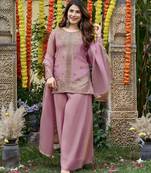 Pink color fendy satin fabric designer ceremonial salwar suit for girlie party looks