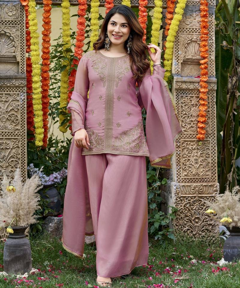 Pink color fendy satin fabric designer ceremonial salwar suit for girlie party looks