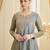 Grey color fendy satin fabric designer ceremonial salwar suit for girlie party looks