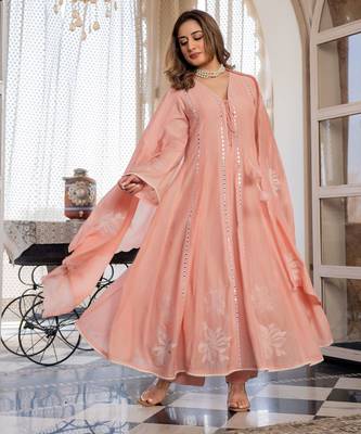 Pink color chanderi fabric designer ceremonial salwar suit for girlie party looks 4