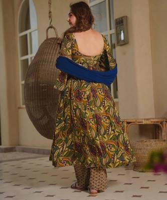 Multy color designer cotton silk fabric designer printed readymade suit 2