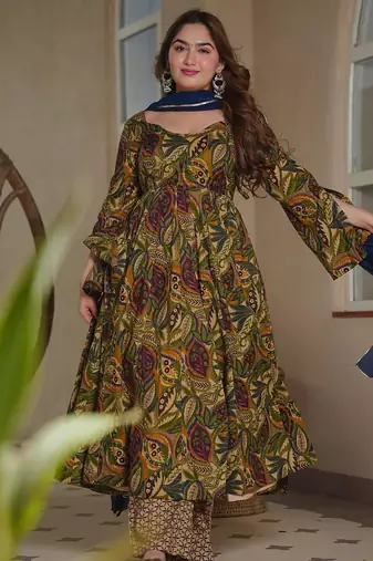 Multy color designer cotton silk fabric designer printed readymade suit