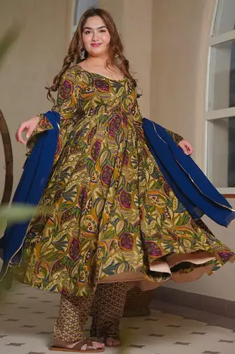 Multy color designer cotton silk fabric designer printed readymade suit