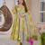Yellow color designer cotton silk fabric designer printed readymade suit
