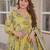 Yellow color designer cotton silk fabric designer printed readymade suit