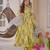 Yellow color designer cotton silk fabric designer printed readymade suit