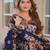 Blue color designer cotton silk fabric designer printed readymade suit