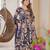 Blue color designer cotton silk fabric designer printed readymade suit