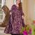 Purple color designer cotton silk fabric designer printed readymade suit