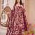 Maroon color designer cotton silk fabric designer printed readymade suit