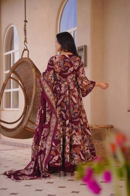 Maroon color designer cotton silk fabric designer printed readymade suit 2