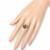 Dark black pearl finger ring with cz stones, adjustable