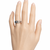 Grey pearl finger ring with cz accents, silver-tone adjustable