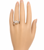 Pearl finger ring with cz accents, silver-tone, adjustable finger ring