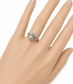 Grey pearl finger ring with cz heart accents, adjustable