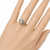 Grey pearl finger ring with cz heart accents, adjustable