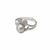Grey pearl finger ring with cz heart accents, adjustable