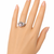 Pearl finger ring with crystal accents, adjustable, silver-tone
