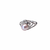 Pearl finger ring with crystal accents, adjustable, silver-tone