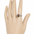Black pearl finger ring with silver filigree band, adjustable