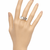 New pearl finger ring with cz accents, silver-tone, adjustable