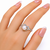 Pearl finger ring with cz accents, silver-tone, adjustable
