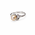 Pearl finger ring with cz accents, silver-tone, adjustable
