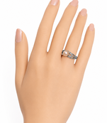Pearl finger ring with cz accents , silver-tone, adjustable