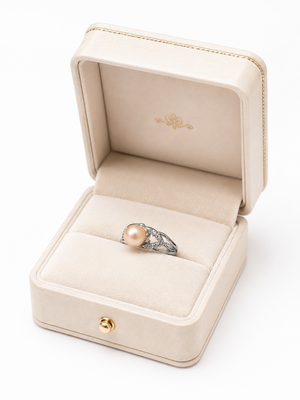 Pearl finger ring with cz accents , silver-tone, adjustable 3