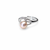 Pearl finger ring with cz accents, silver-tone, adjustable