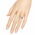 Pearl finger ring with cz stones, silver-tone, adjustable