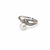 Pearl finger ring with cz stones, silver-tone, adjustable