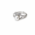 Pearl finger ring with cz heart accents, silver-tone, adjustable