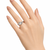 Pearl finger ring with cz accents, silver-tone, adjustable.