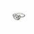 Pearl finger ring with cz accents, silver-tone, adjustable.