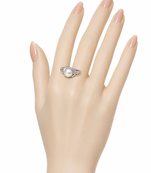 Pearl finger ring for women, silver-tone, adjustable