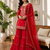 Red faux georgette sharara suit set with sequins work dupatta