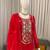 Red faux georgette sharara suit set with sequins work dupatta
