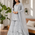 Grey faux georgette sharara suit set with sequins work dupatta
